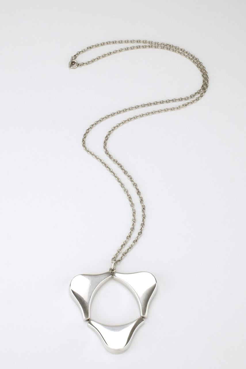 Vintage Georg Jensen Silver Triform Pendant Necklace - Design 138 Ibe Dalhquist