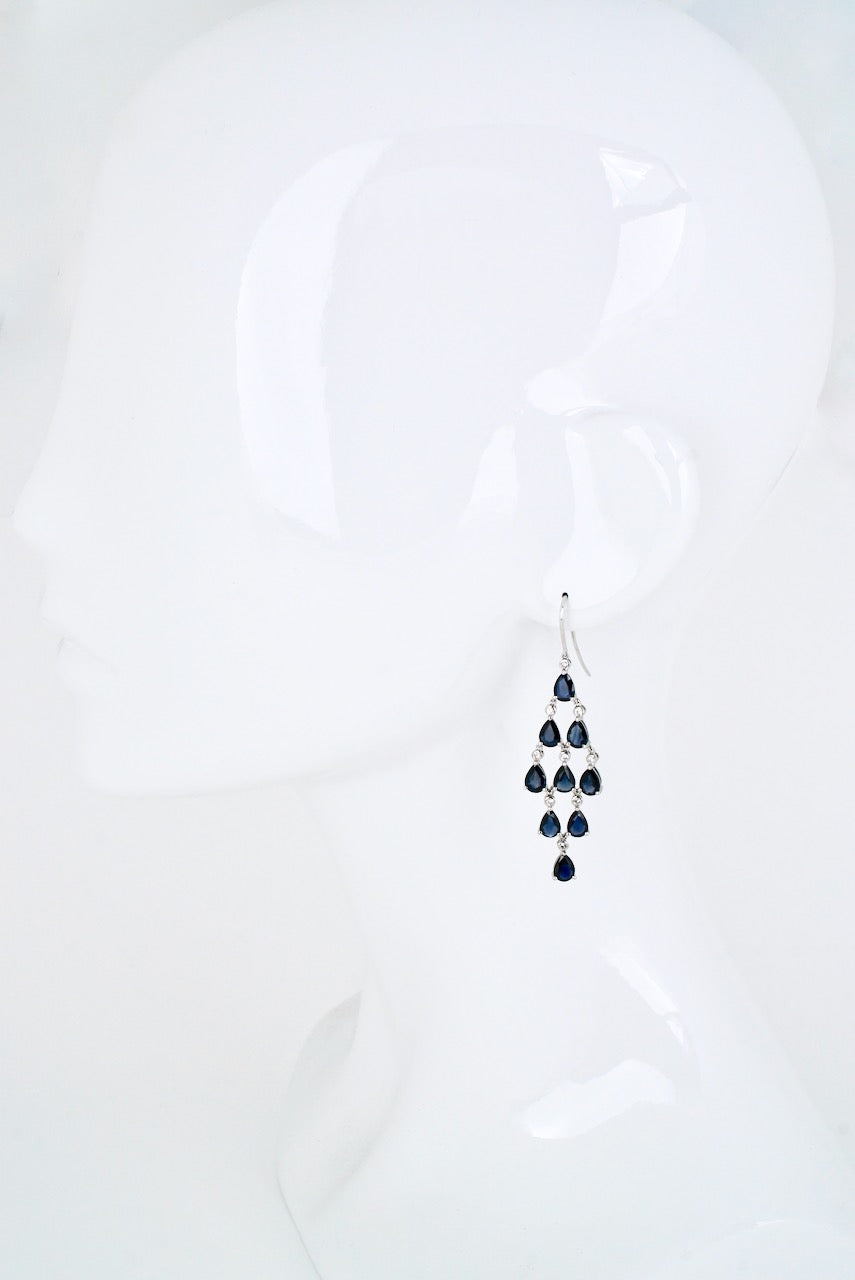 Vintage Platinum Sapphire Diamond Chandelier Drop Earrings