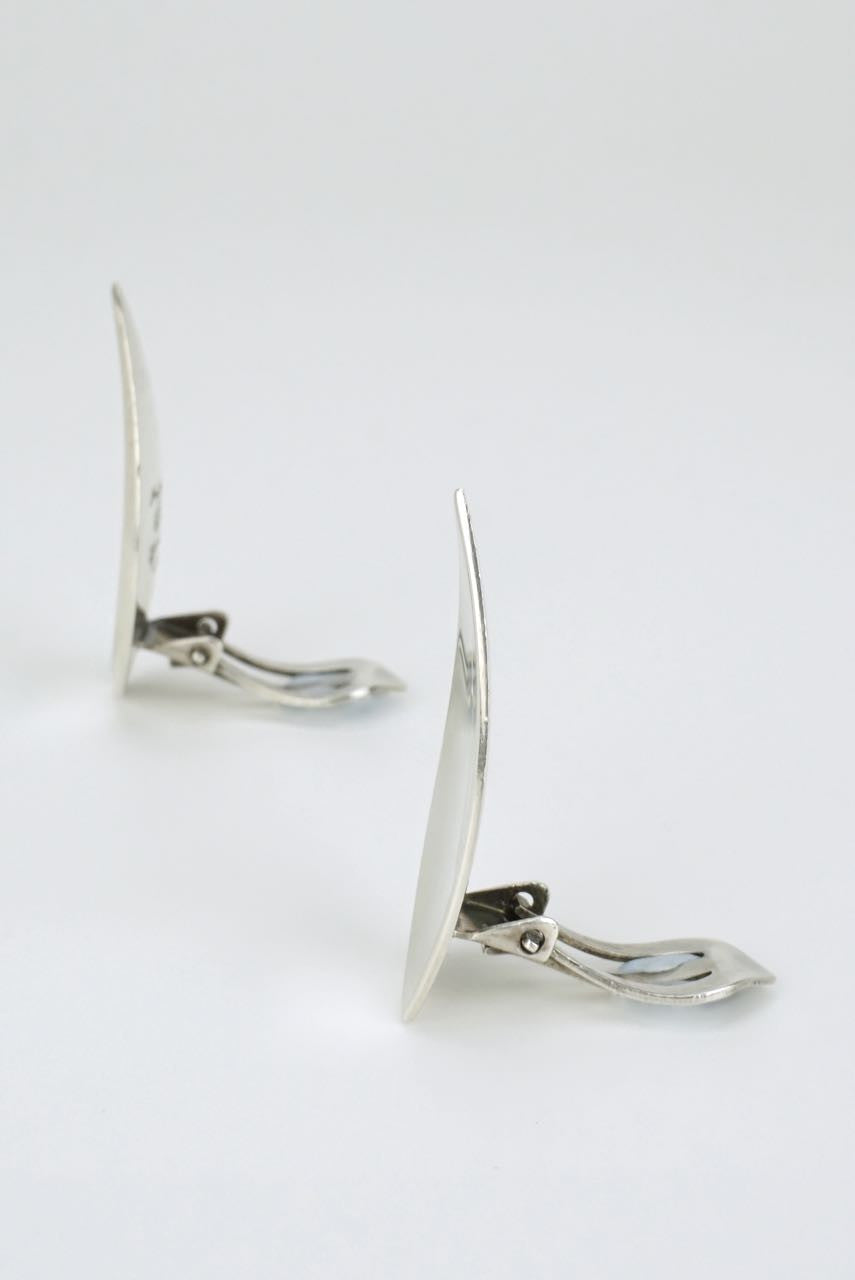 Hans Hansen silver leaf clip earrings