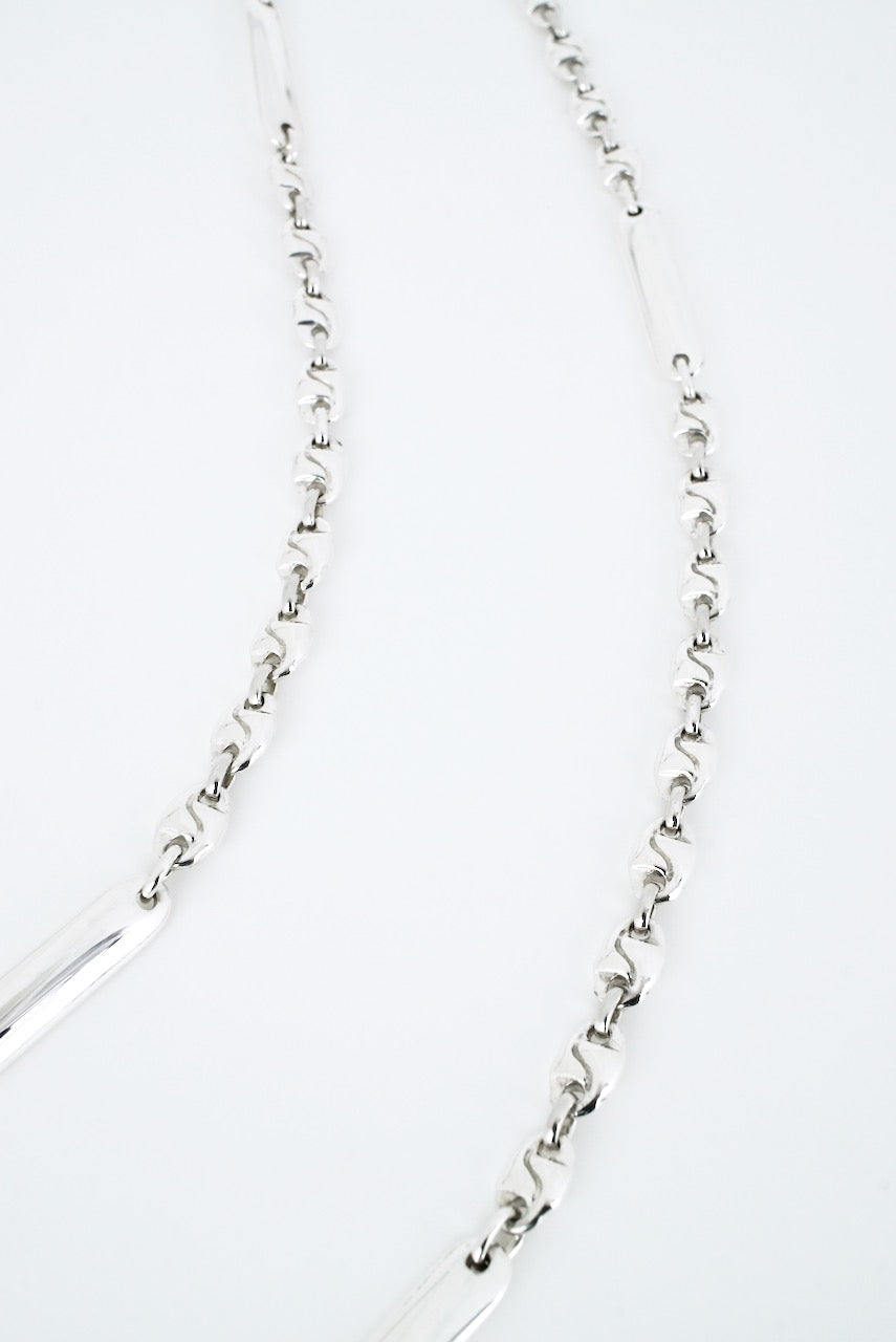 Vintage Italian Sterling Silver Fancy Link Long Chain Necklace 1970s