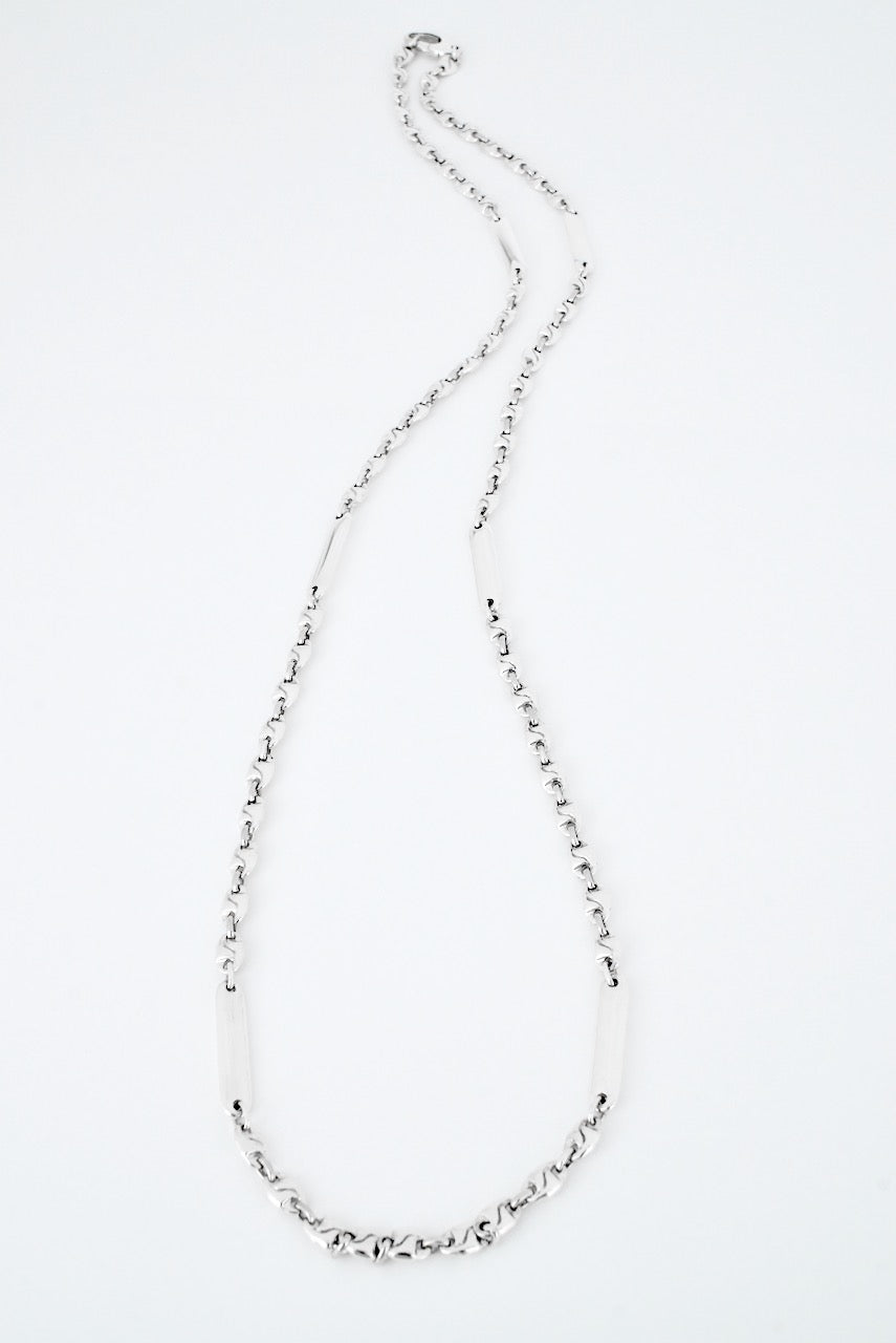 Vintage Italian Sterling Silver Fancy Link Long Chain Necklace 