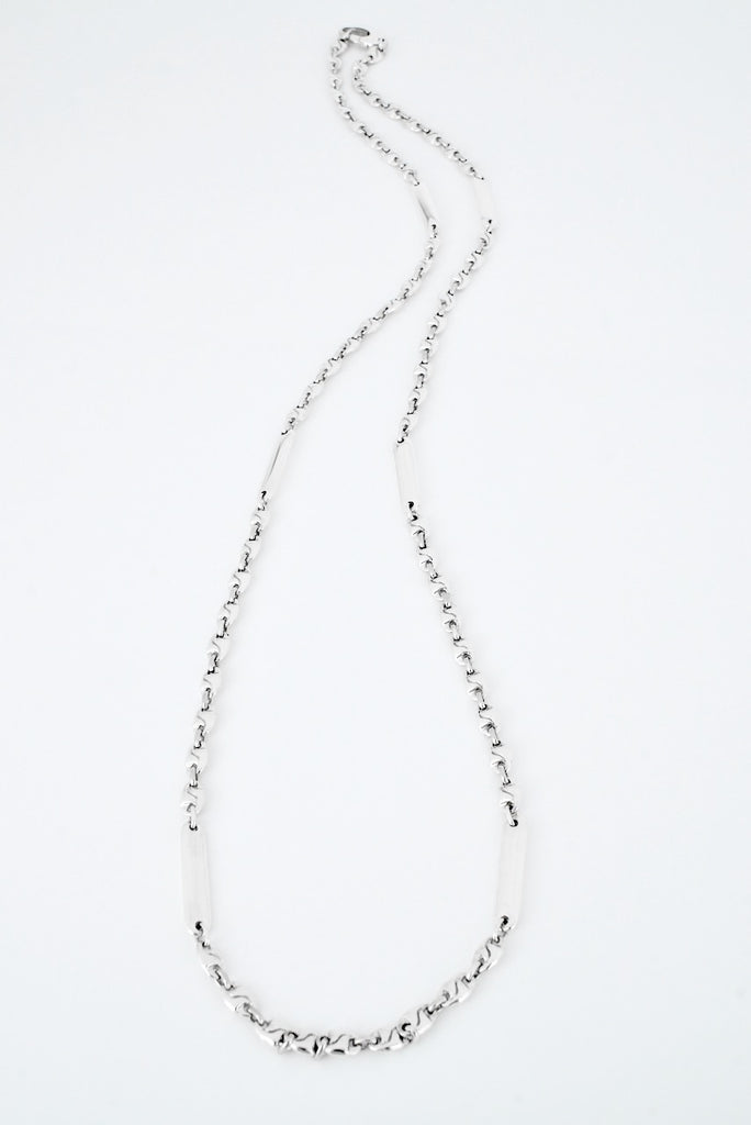 Vintage Italian Sterling Silver Fancy Link Long Chain Necklace 1970s