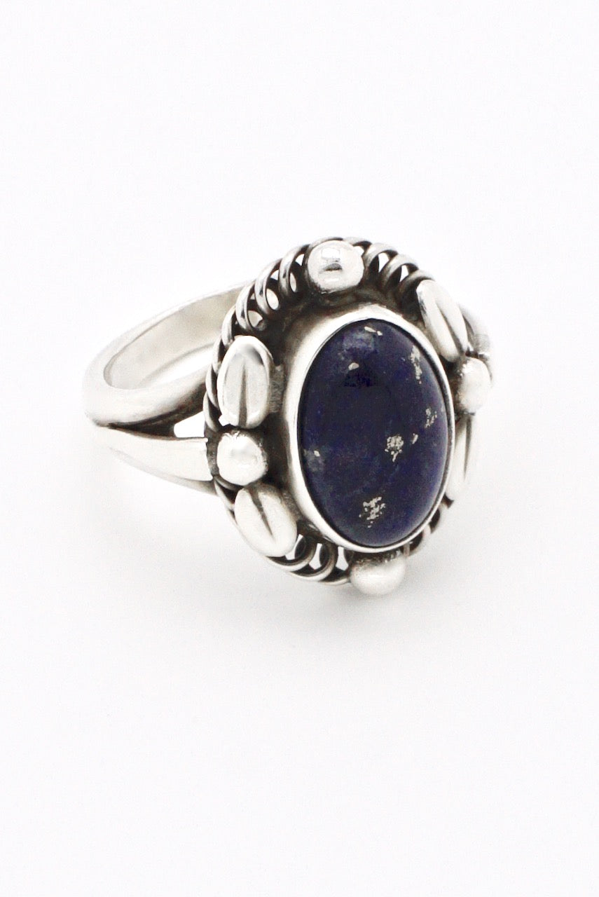 Vintage Georg Jensen Sterling Blue Lapis Ring - design 1A