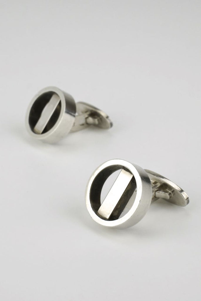 Vintage Georg Jensen silver hoop and bar cufflinks - design 91