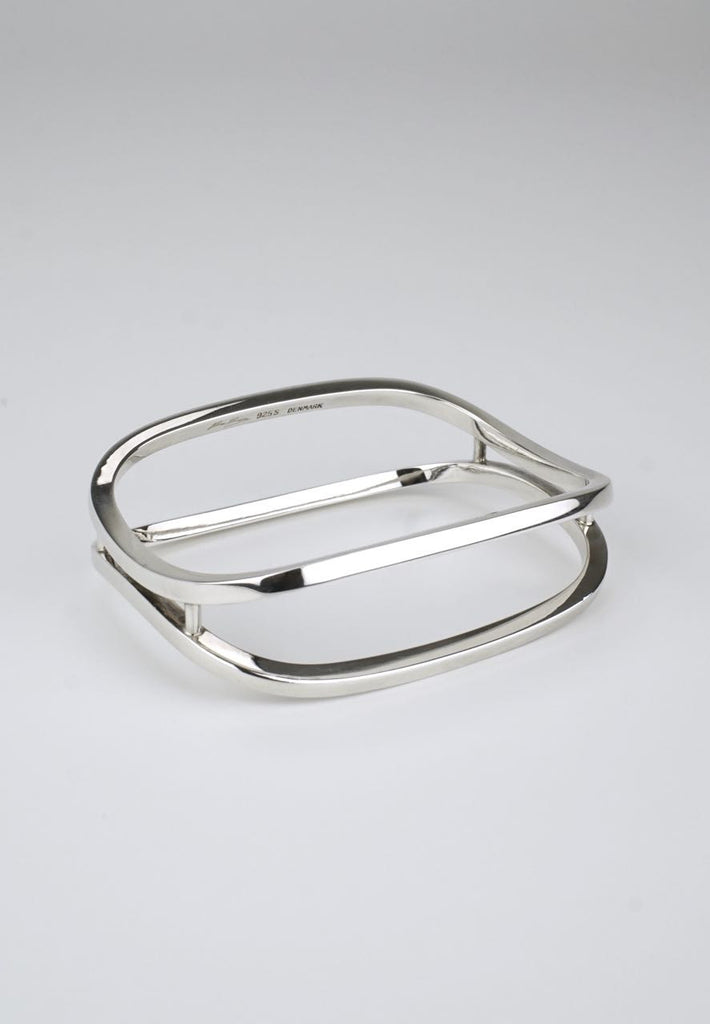 Hans Hansen silver split rectangular bangle 1970s