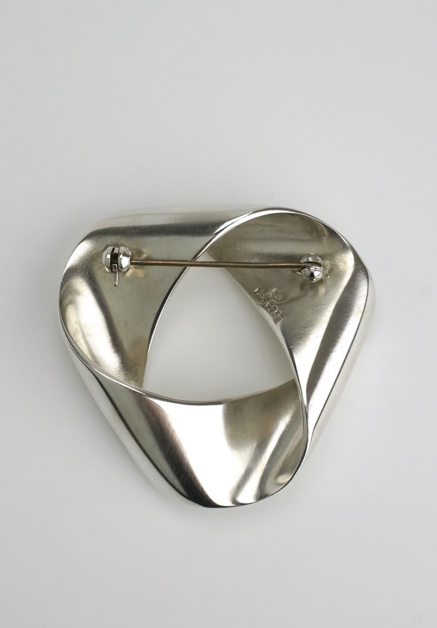 Vintage Georg Jensen silver folded triangular brooch - Karl Gustav Hansen
