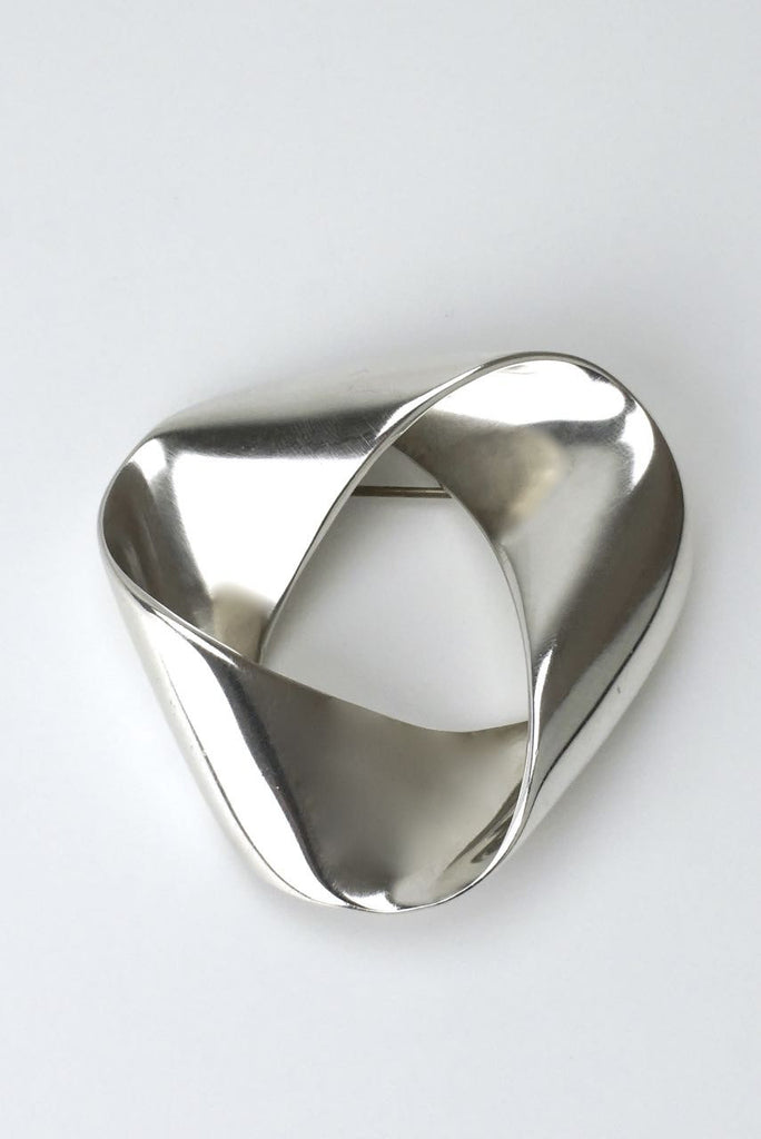 Vintage Georg Jensen silver folded triangular brooch - Karl Gustav Hansen