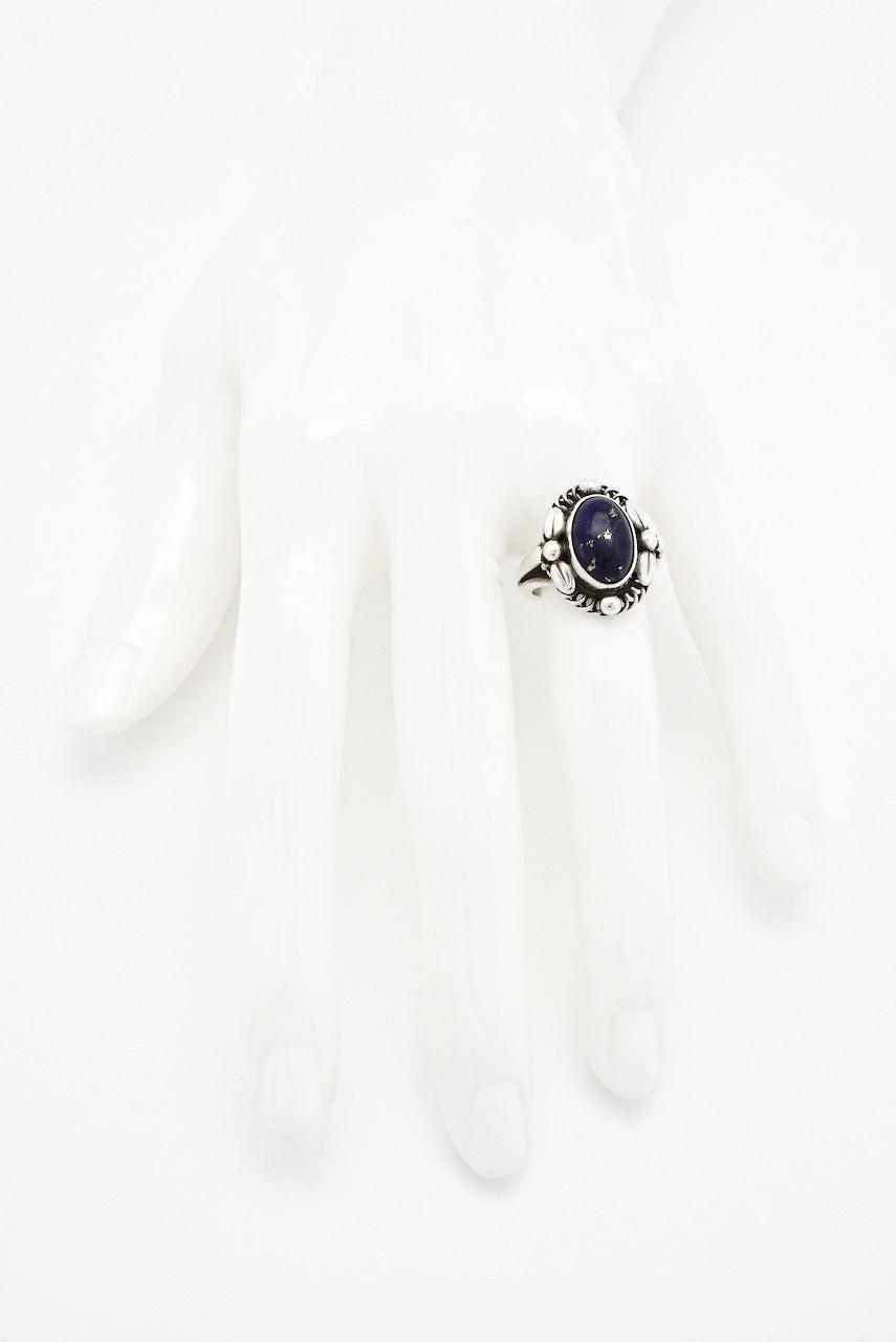 Vintage Georg Jensen Sterling Blue Lapis Ring - design 1A