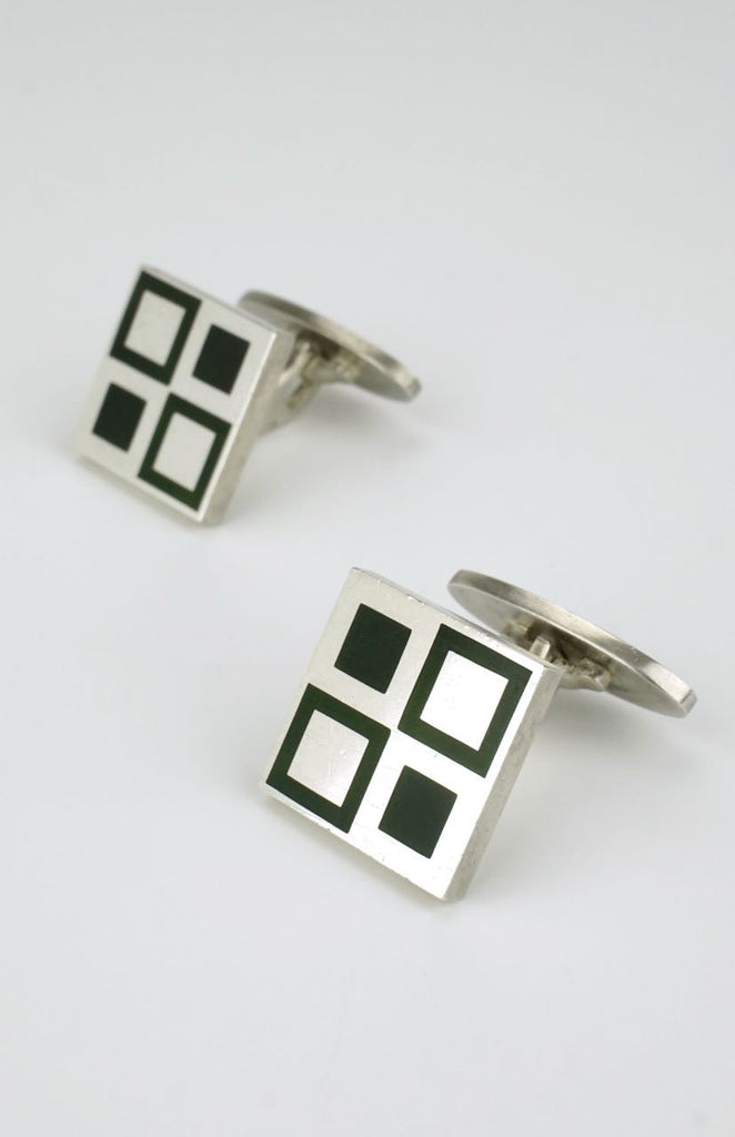 Georg Jensen silver enamel mosaic cufflinks - design 87