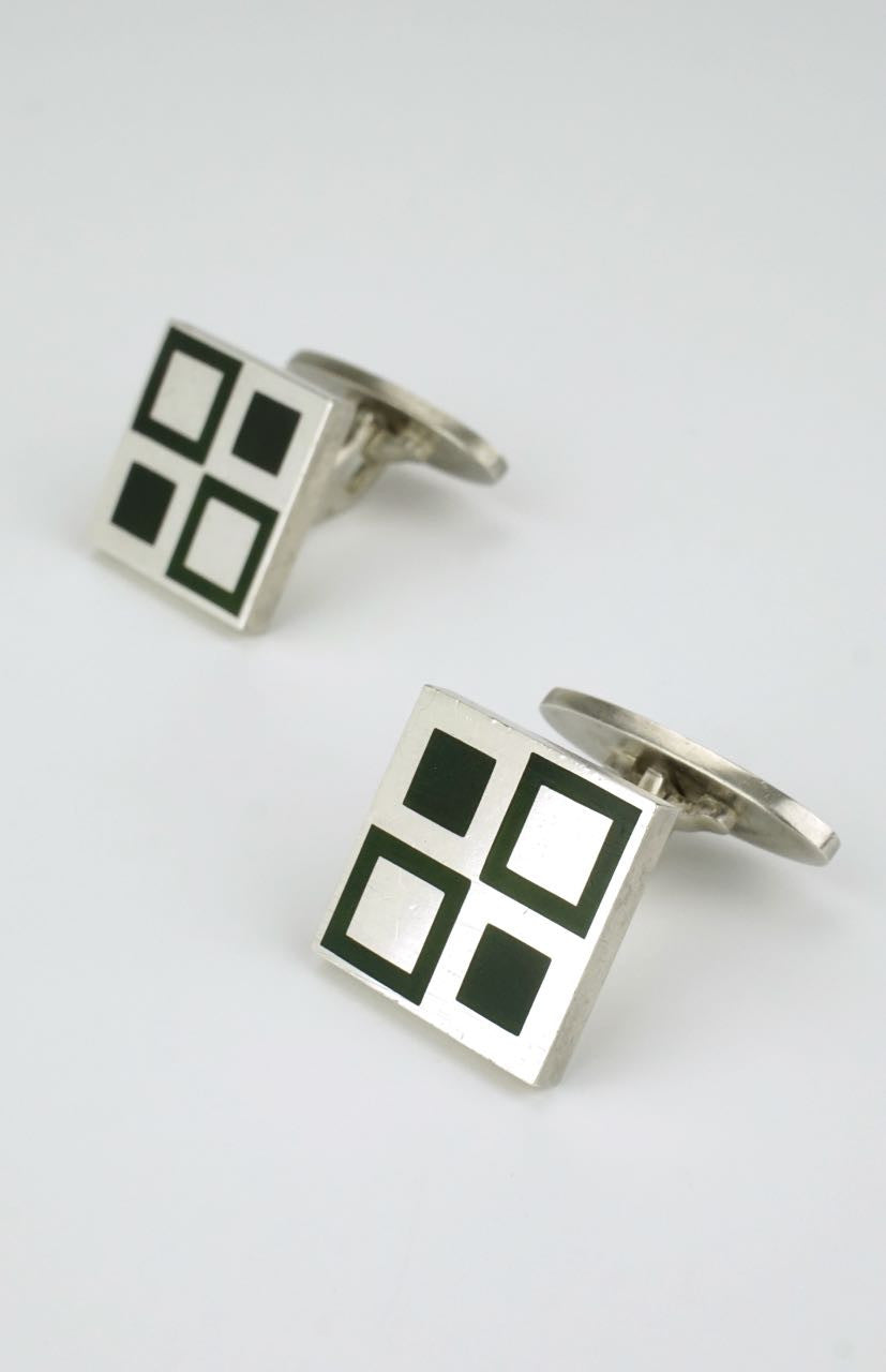 Georg Jensen silver enamel "mosaic" cufflinks - design 87
