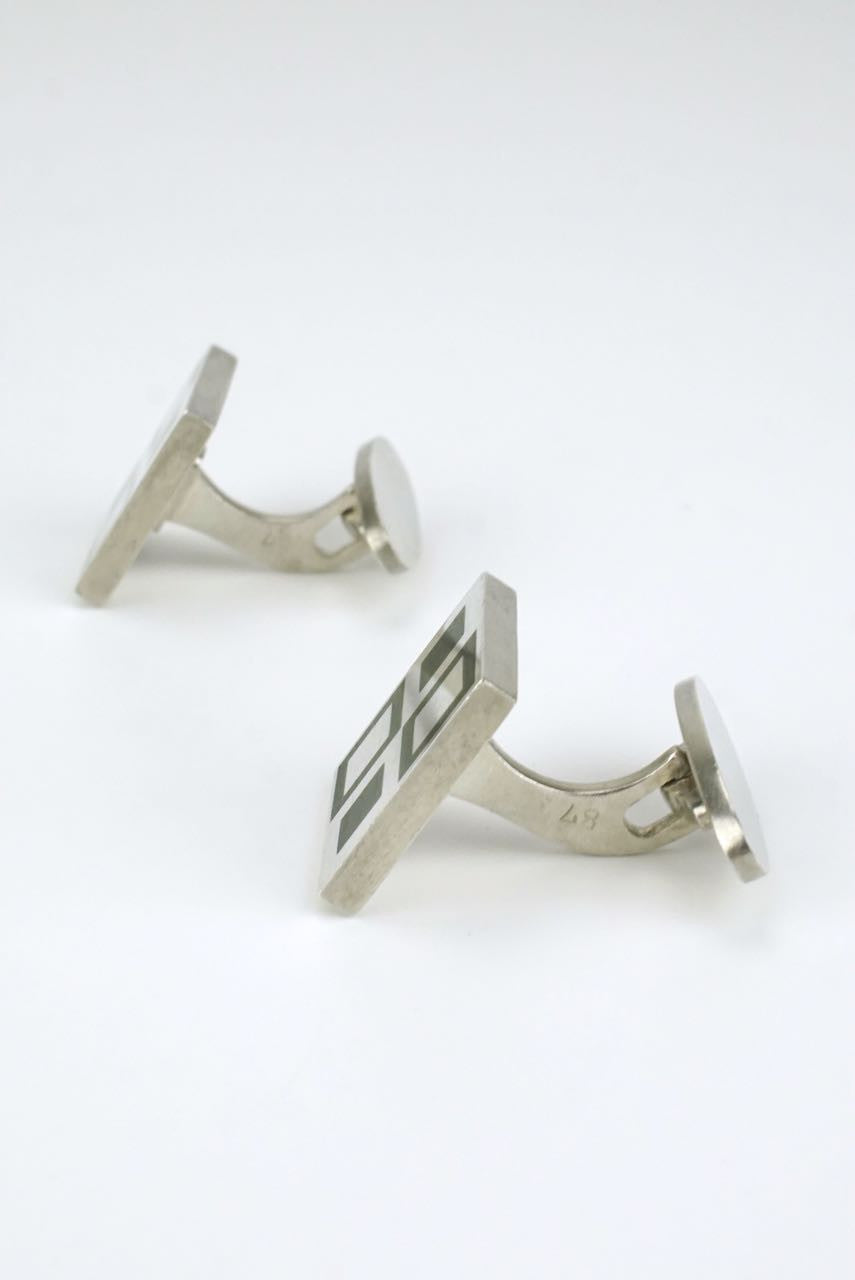 Georg Jensen silver enamel "mosaic" cufflinks - design 87