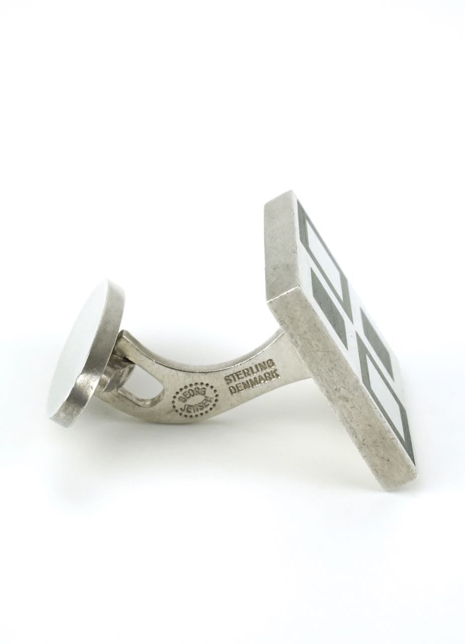Georg Jensen silver enamel "mosaic" cufflinks - design 87
