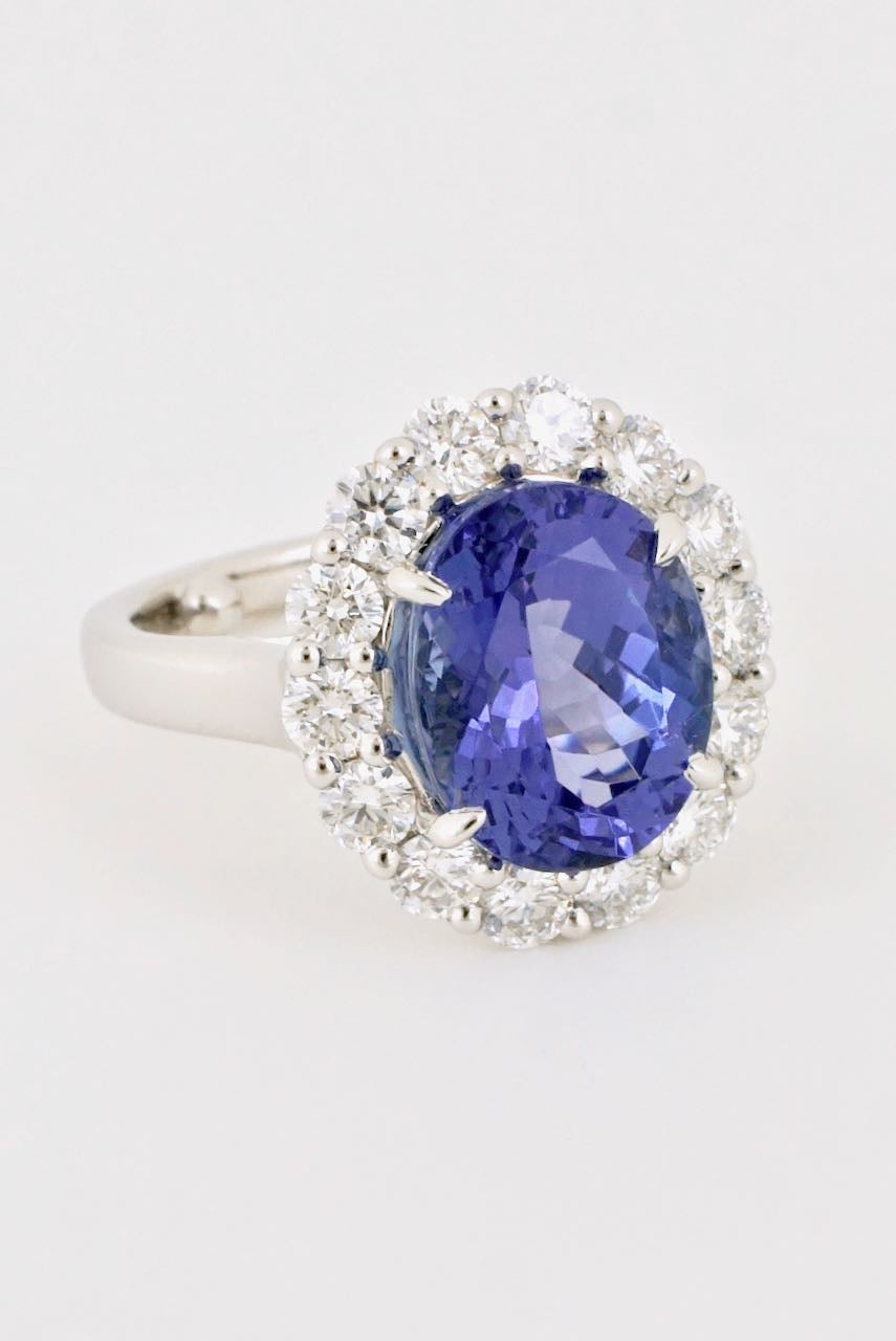 Vintage 18k White Gold Tanzanite and Diamond Ring
