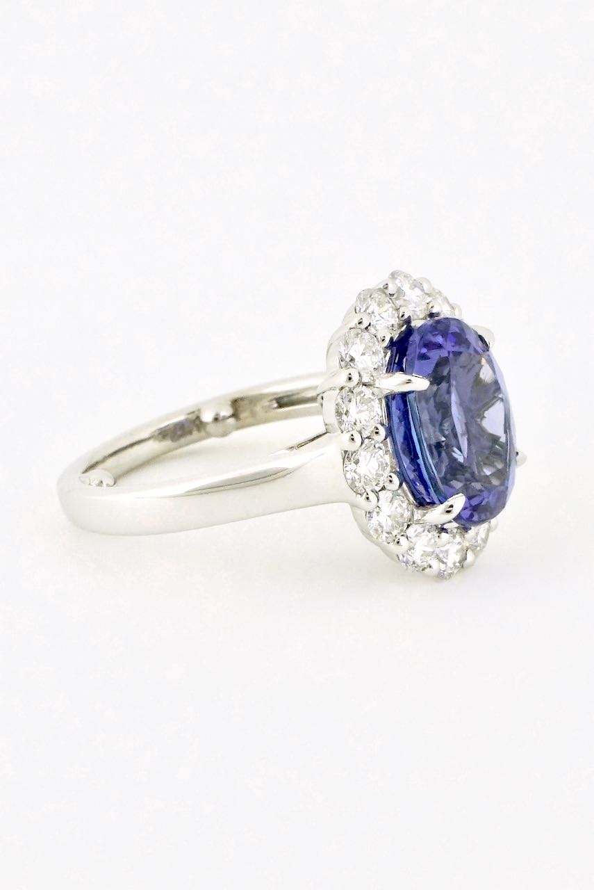 Vintage 18k White Gold Tanzanite and Diamond Ring