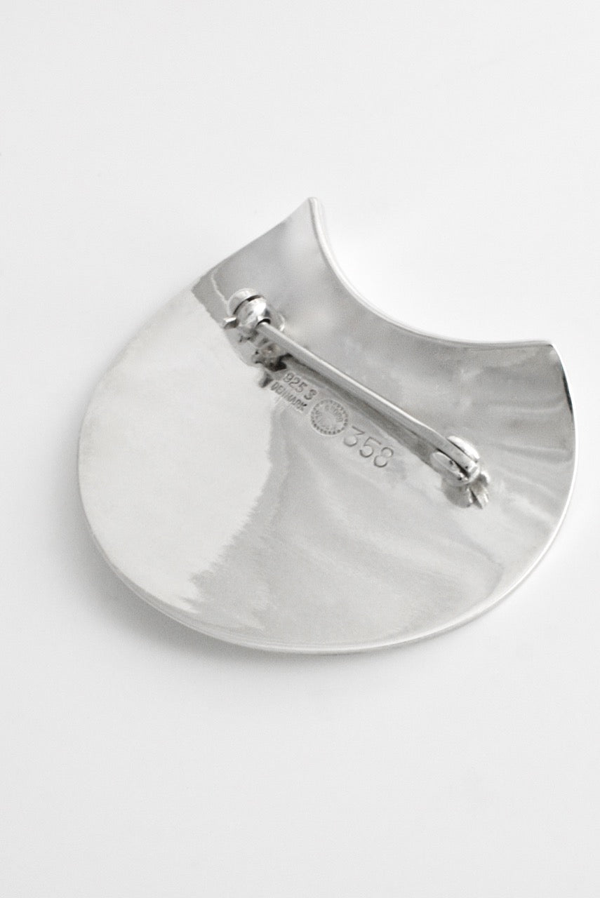Vintage Georg Jensen Sterling Silver Concave Brooch - Design 358 Nanna Ditzel