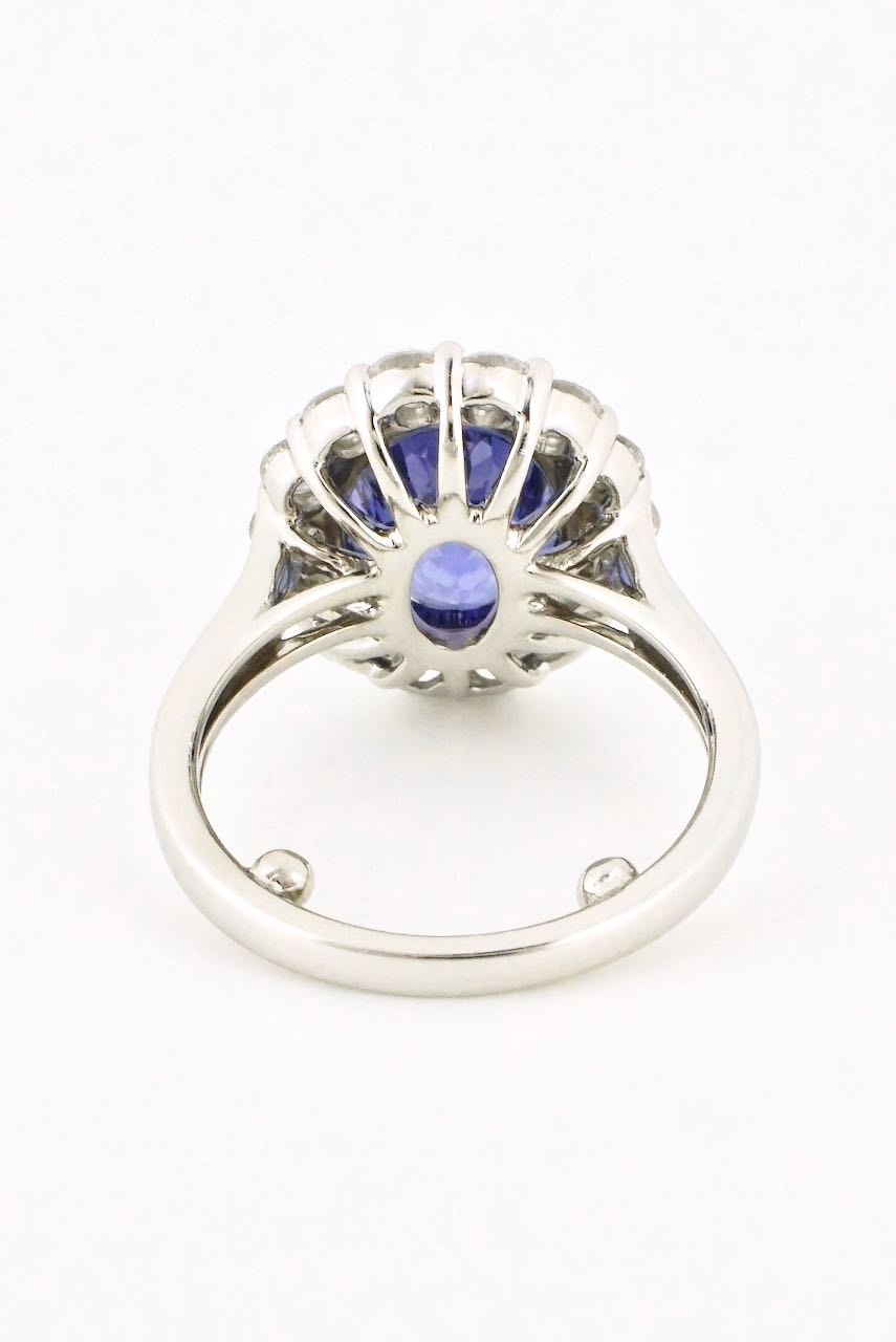 Vintage 18k White Gold Tanzanite and Diamond Ring