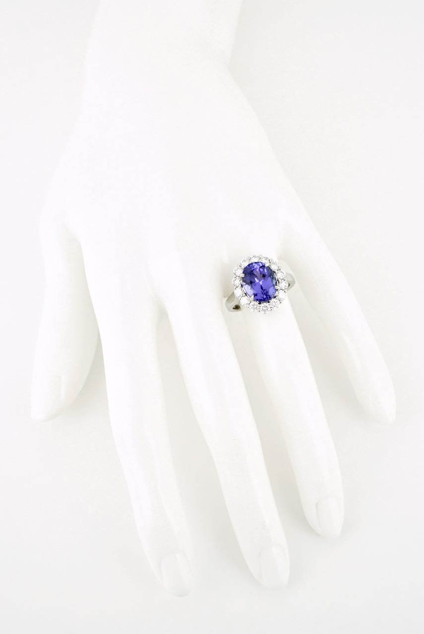 Vintage 18k White Gold Tanzanite and Diamond Ring