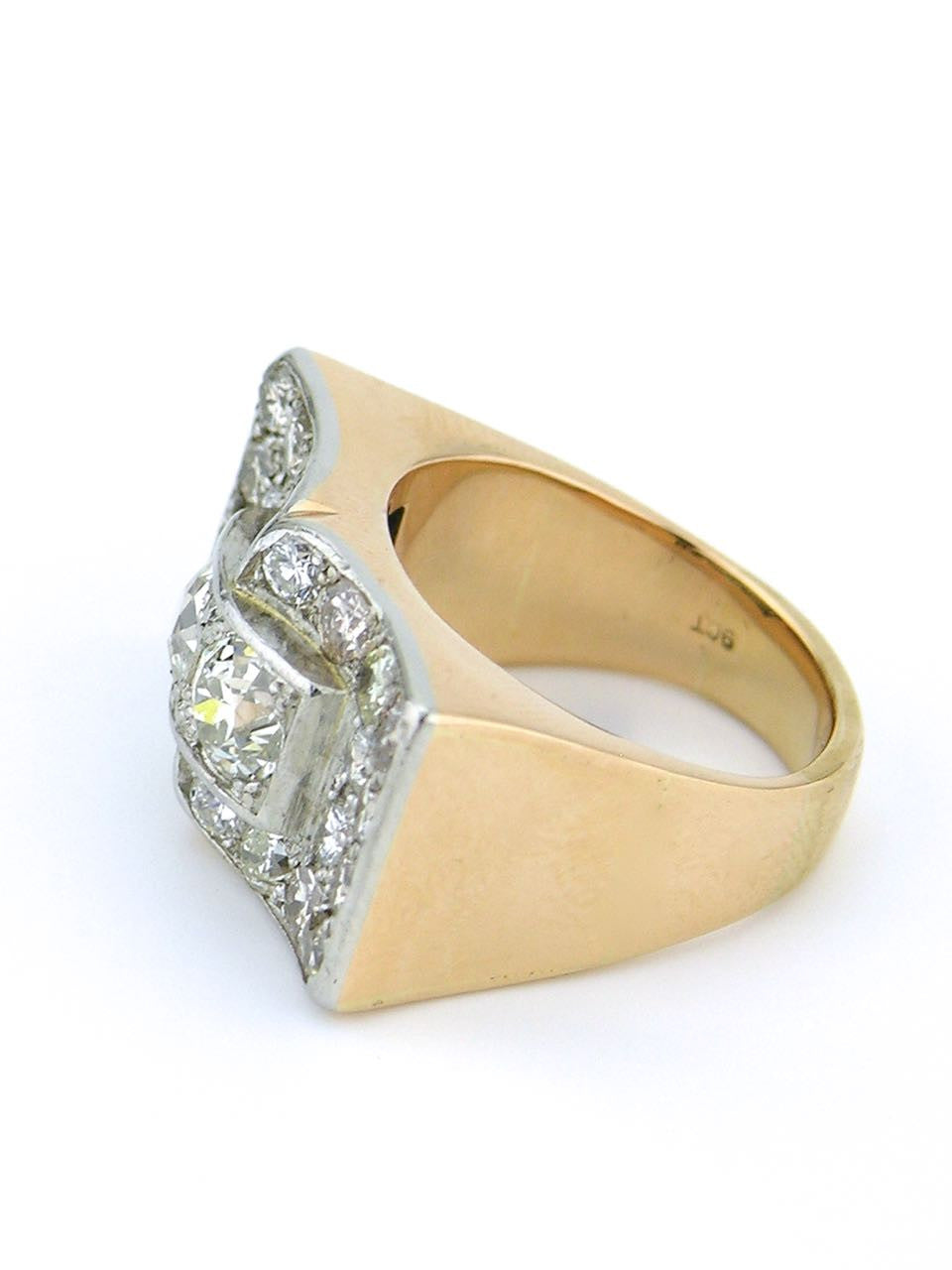 American yellow gold platinum and diamond 40's ring