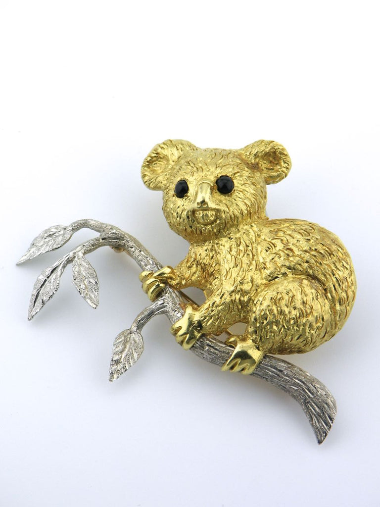 Italian 18k yellow and white gold Koala pin
