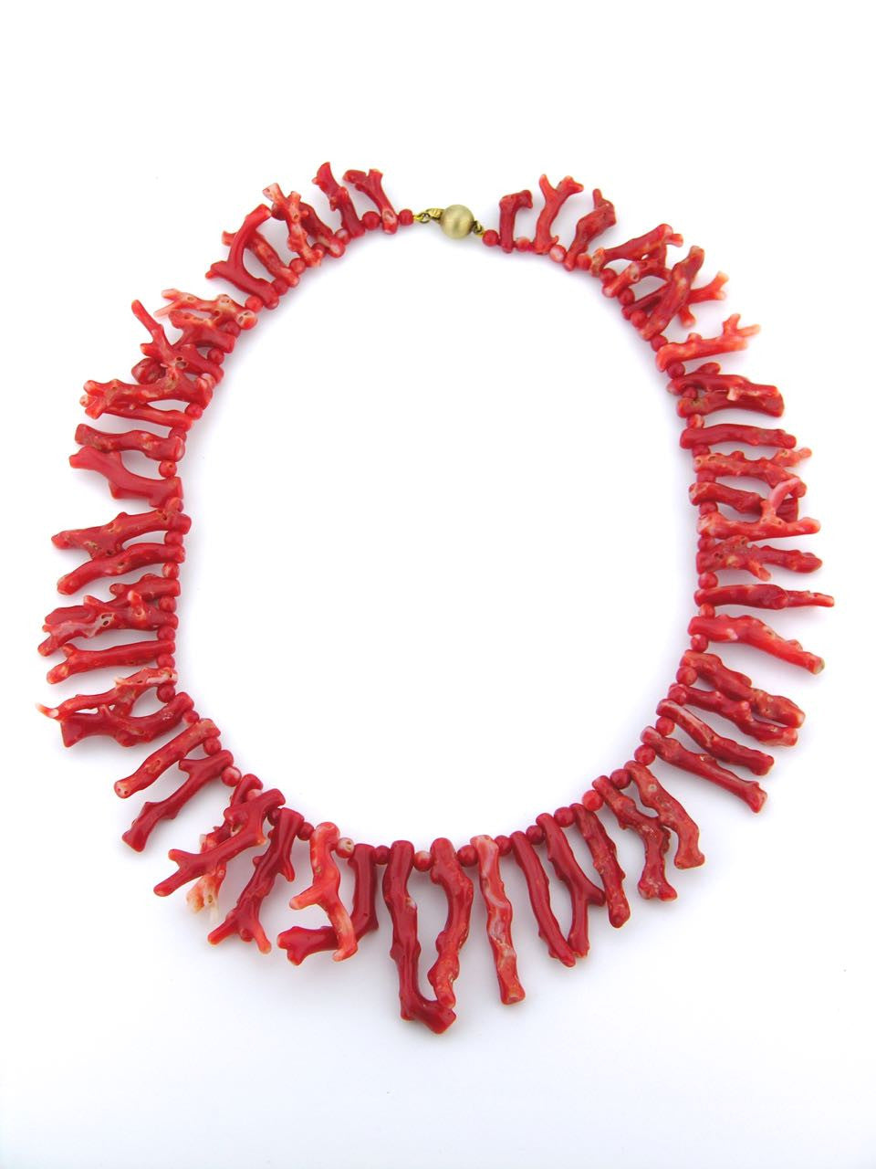 Italian red coral graduated branch necklace