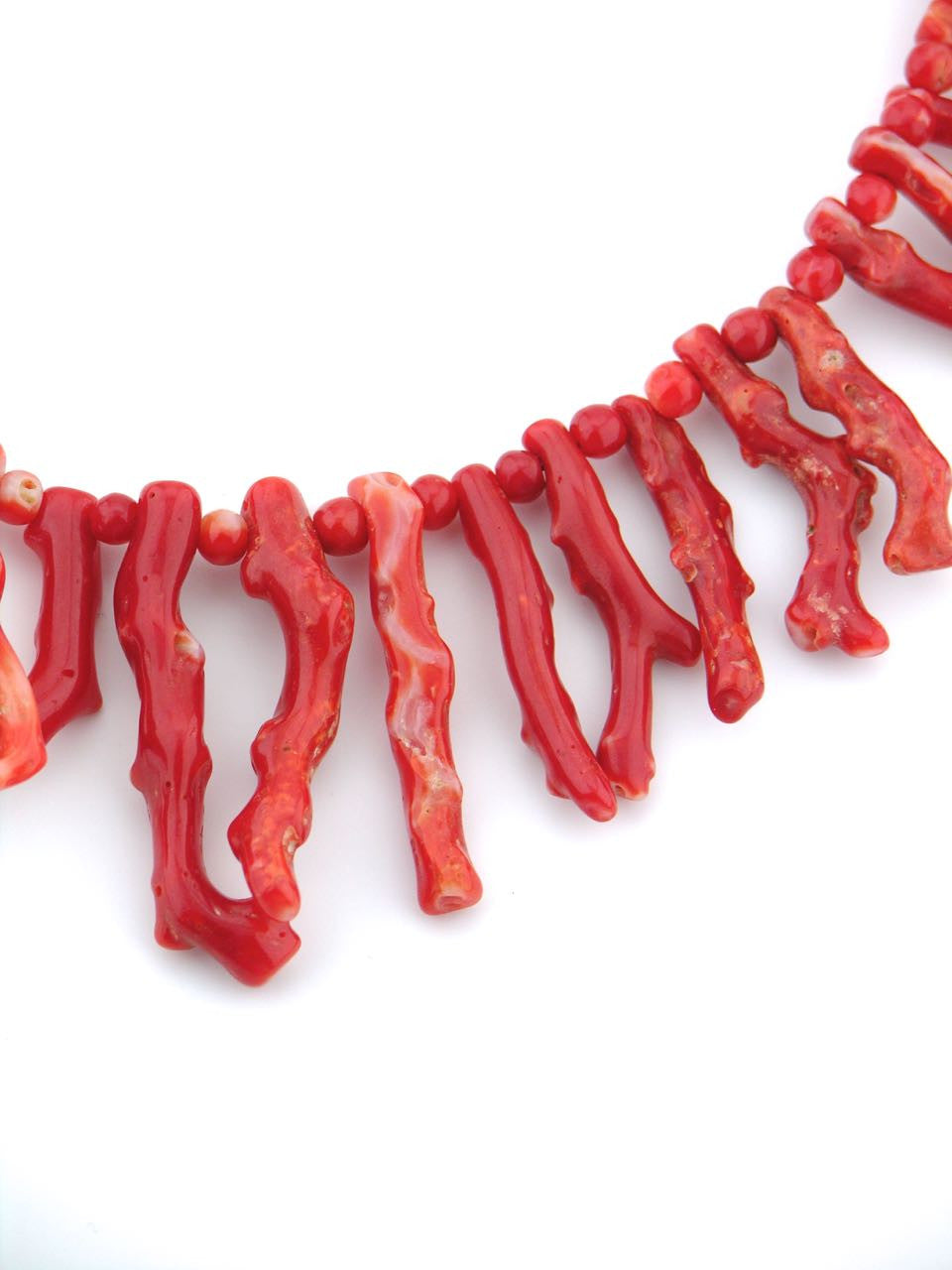 Italian red coral graduated branch necklace