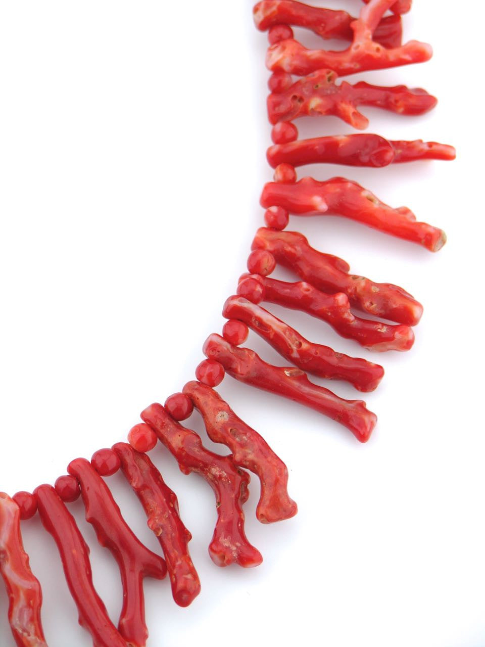 Italian red coral graduated branch necklace