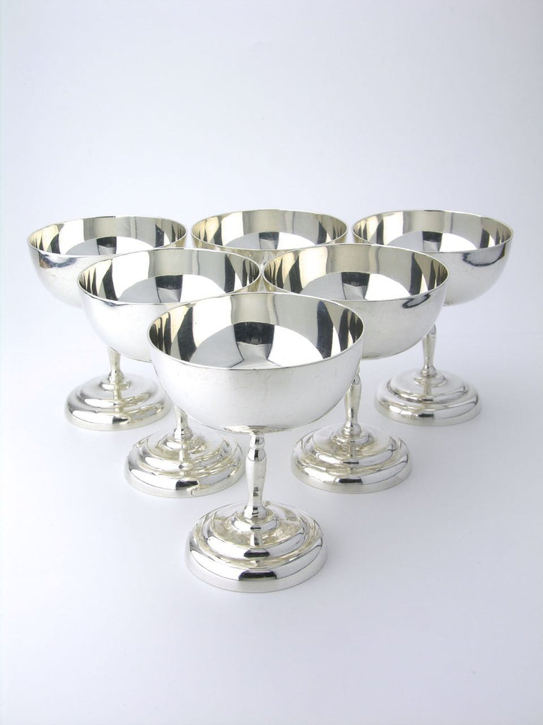 Mexican set of six silver martini glasses