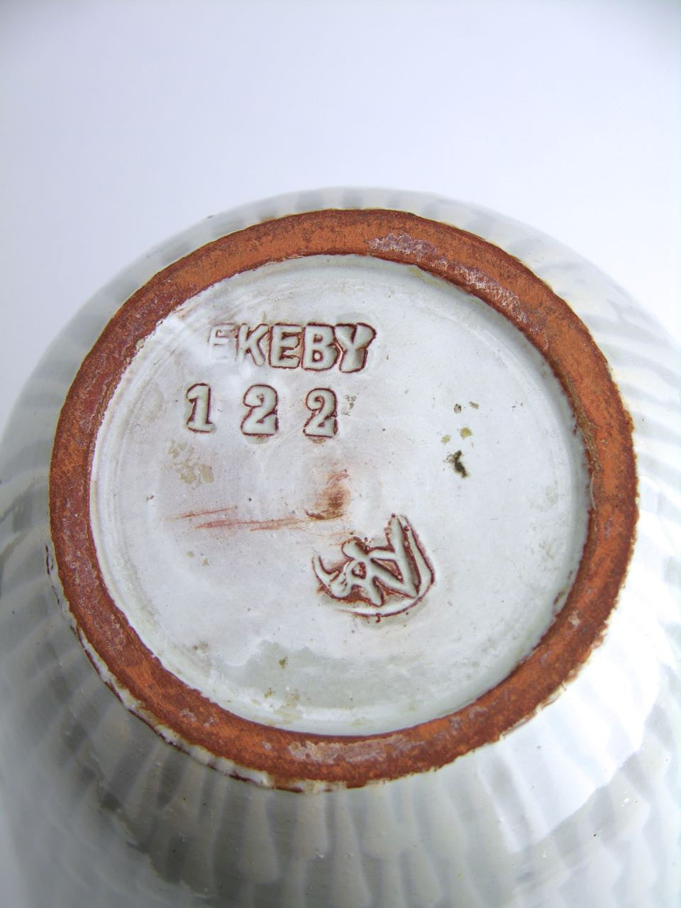 Ekeby grey and white glazed square conical vase - model number 122