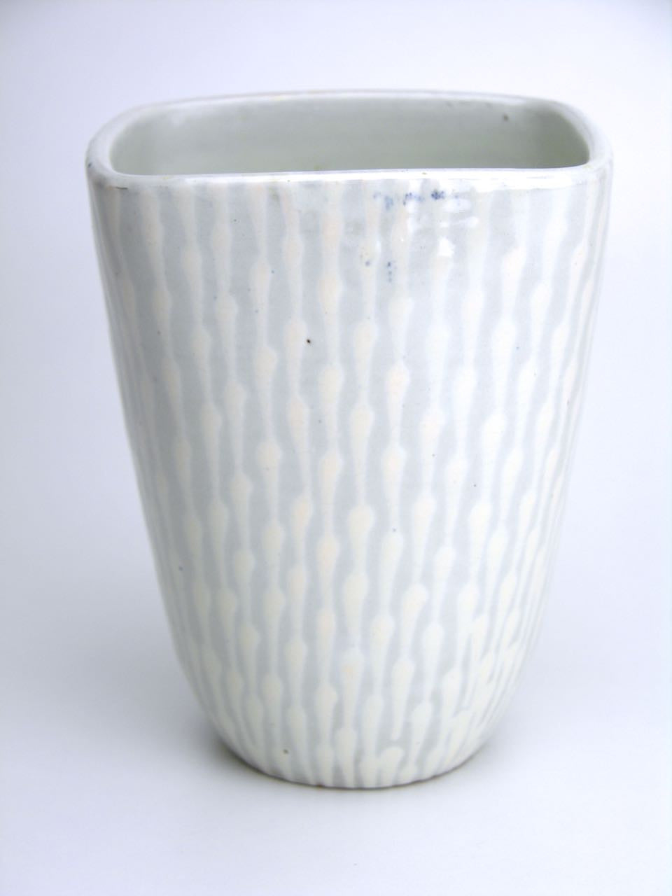 Ekeby grey and white glazed square conical vase - model number 122