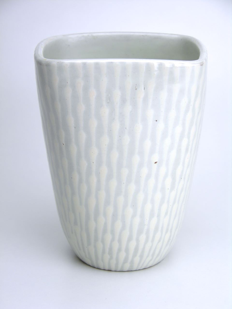 Ekeby grey and white glazed square conical vase - model number 122