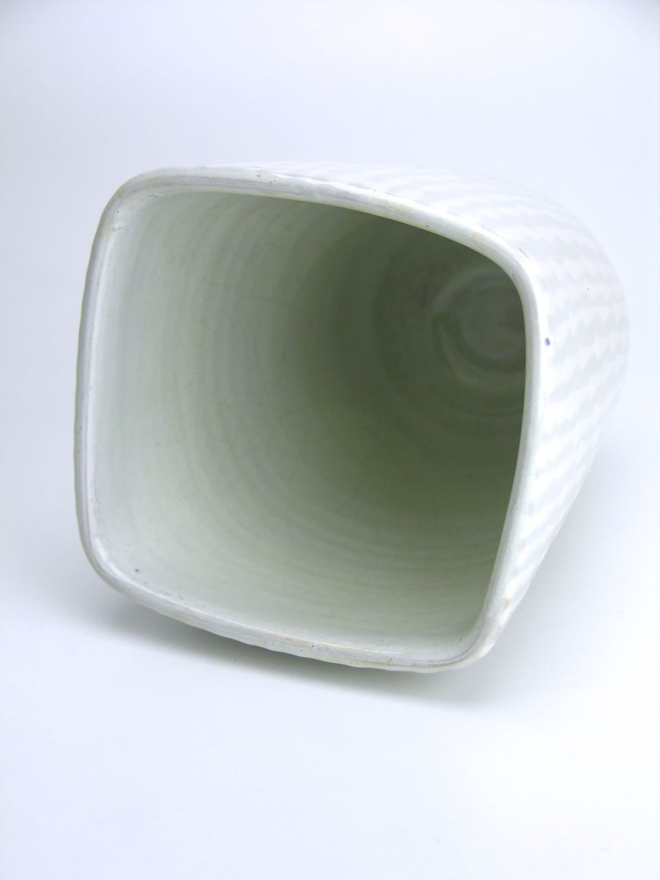 Ekeby grey and white glazed square conical vase - model number 122