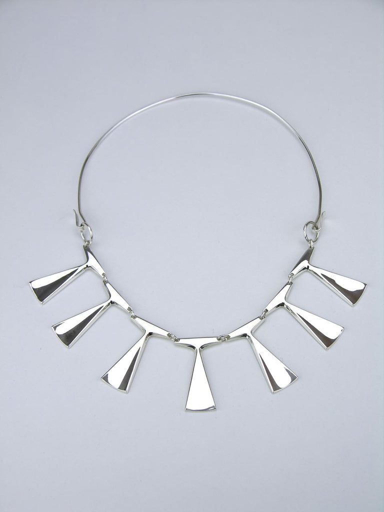 Vintage Gesons Silver Flared Spike Necklace - Sweden 1968