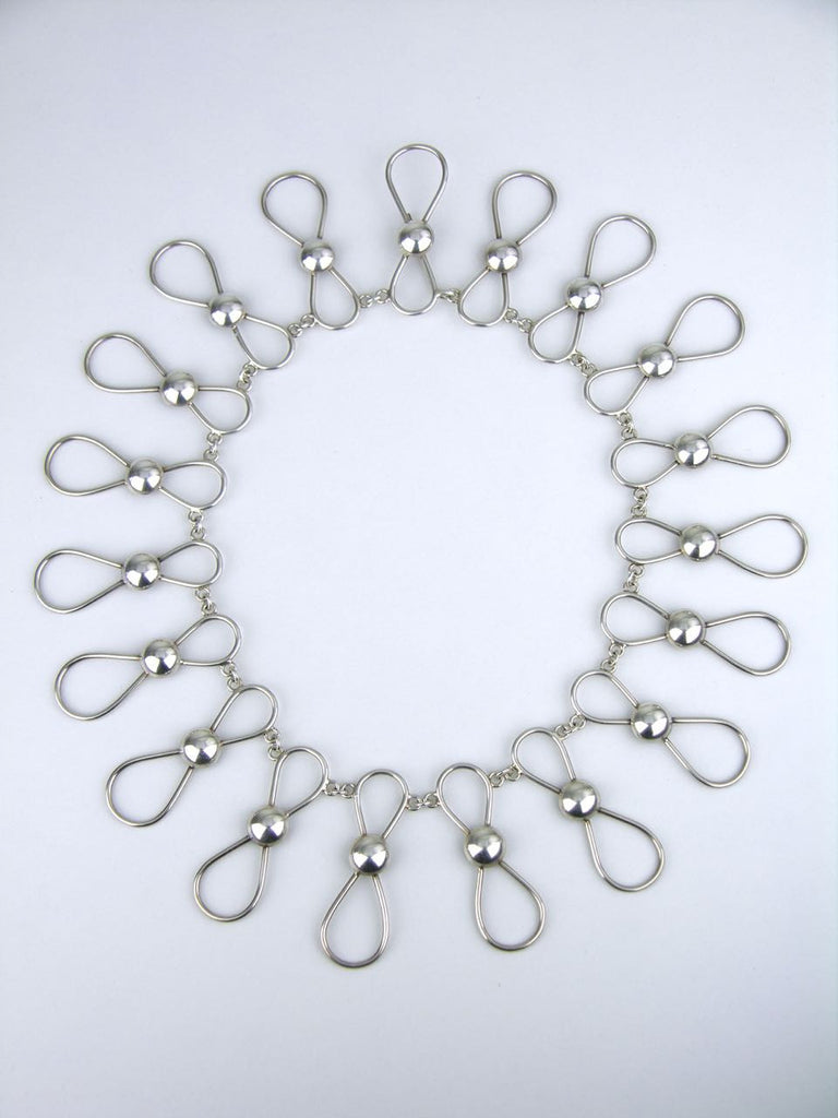 German Raebel silver "figure of eight" and dot collar necklace