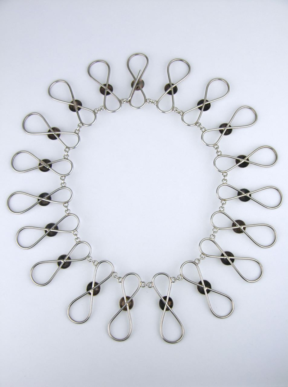 German Raebel silver "figure of eight" and dot collar necklace