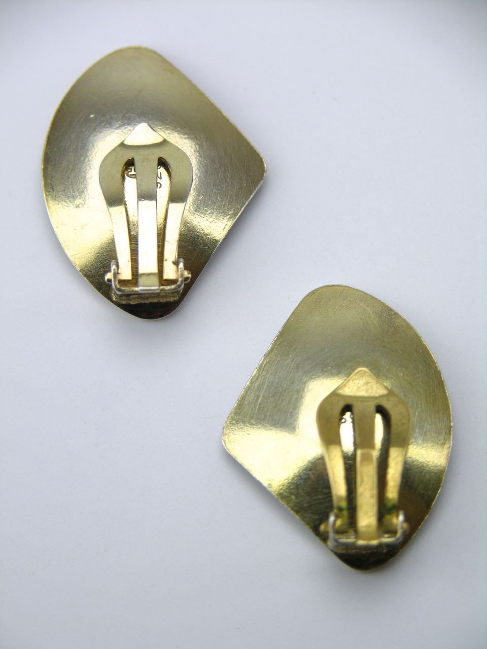 Norwegian silver and sky blue enamel fan clip earrings