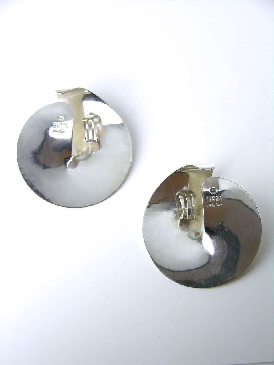 Georg Jensen oversized silver disc sling earrings
