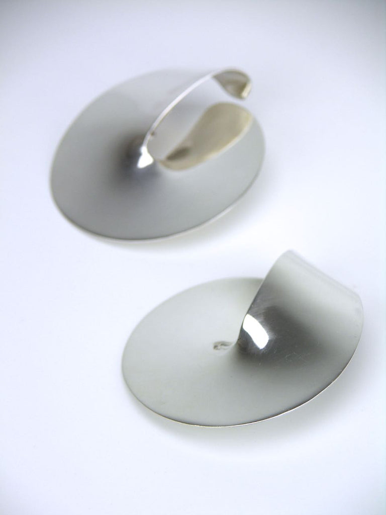 Georg Jensen oversized silver disc sling earrings