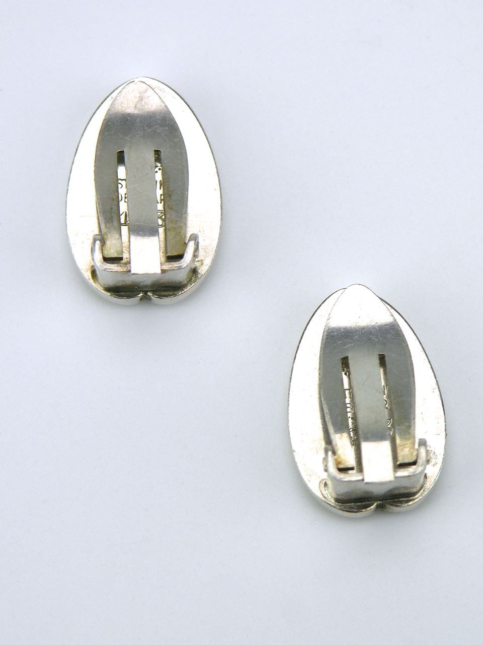 Vintage Georg Jensen Silver Engraved Leaf Earrings - Design 113