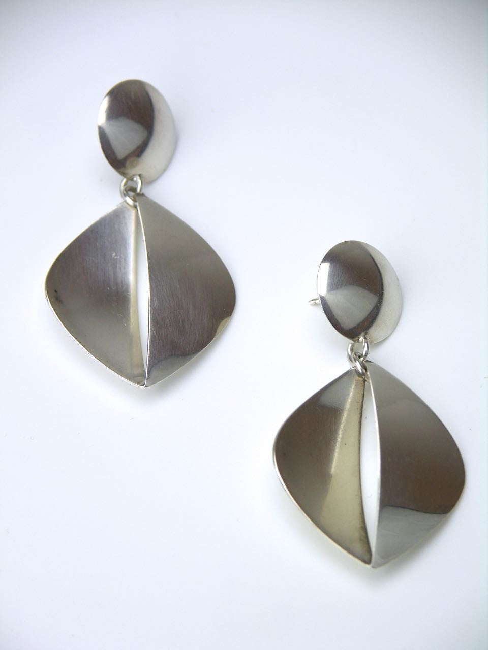 Georg Jensen silver segmented drop earrings - design number 380B