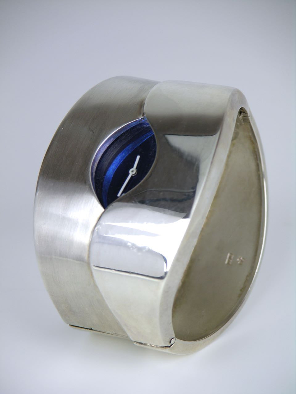 Heavy modernist silver hinged cuff watch by Relo of Austria