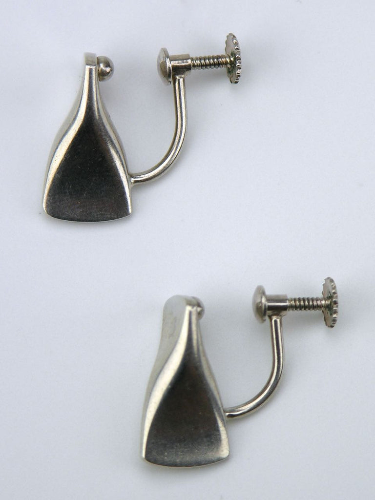 Georg Jensen silver modernist butterfly screw earrings - design 116A