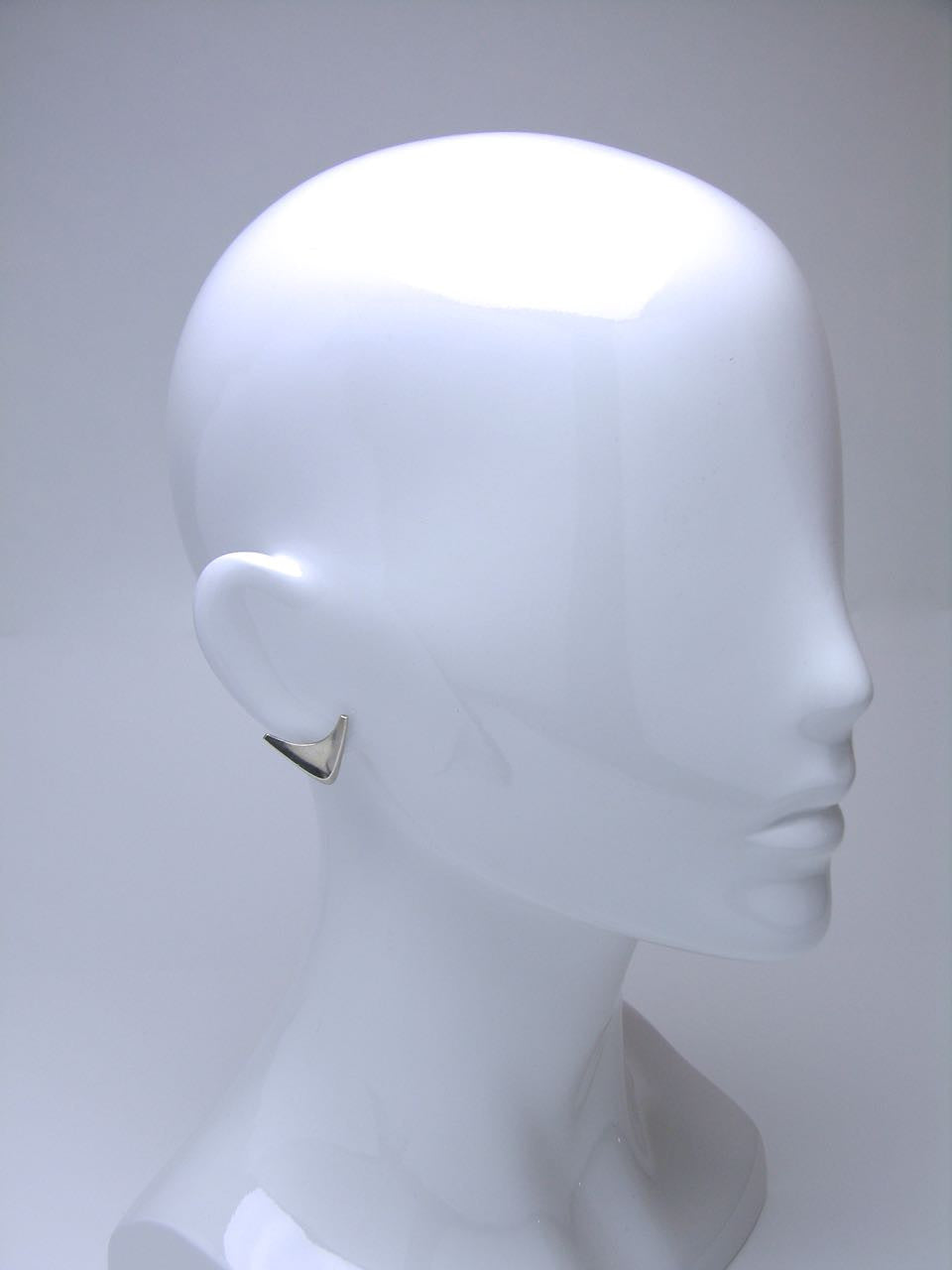 Vintage Danish Silver Modernist Arrow Head Clip Earrings
