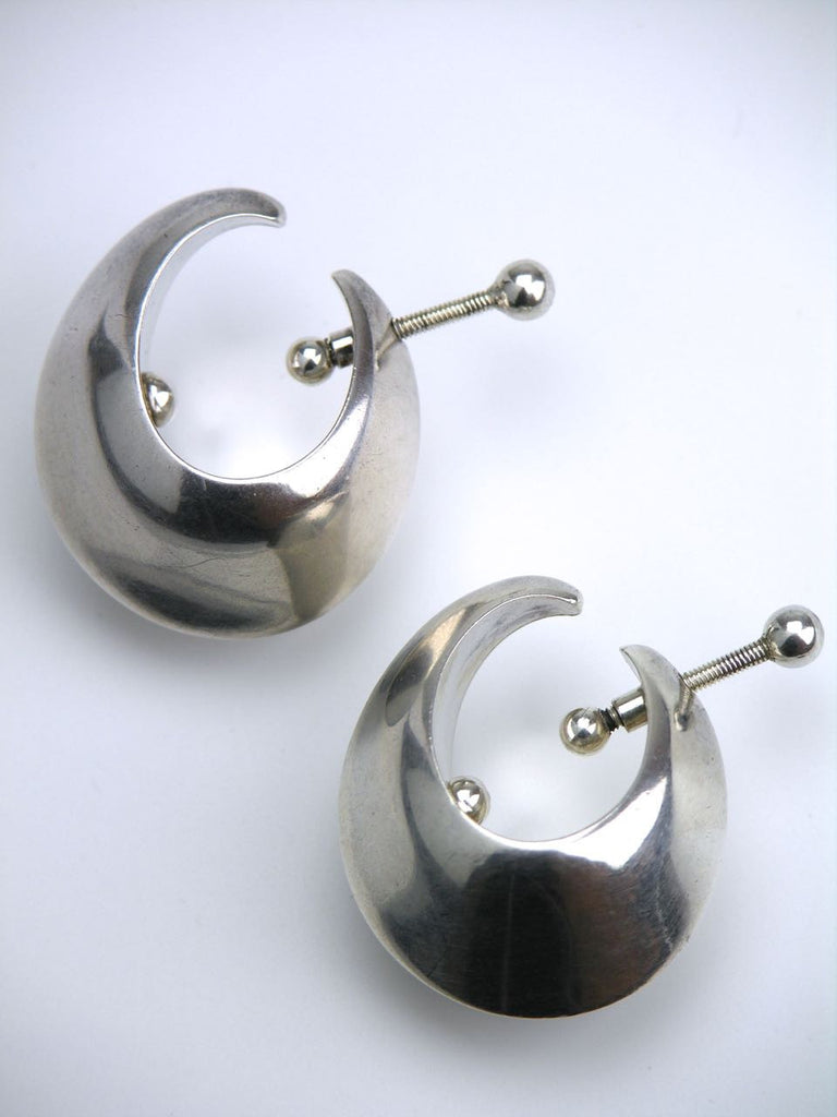 Georg Jensen silver domed hoop ear slings - design 126