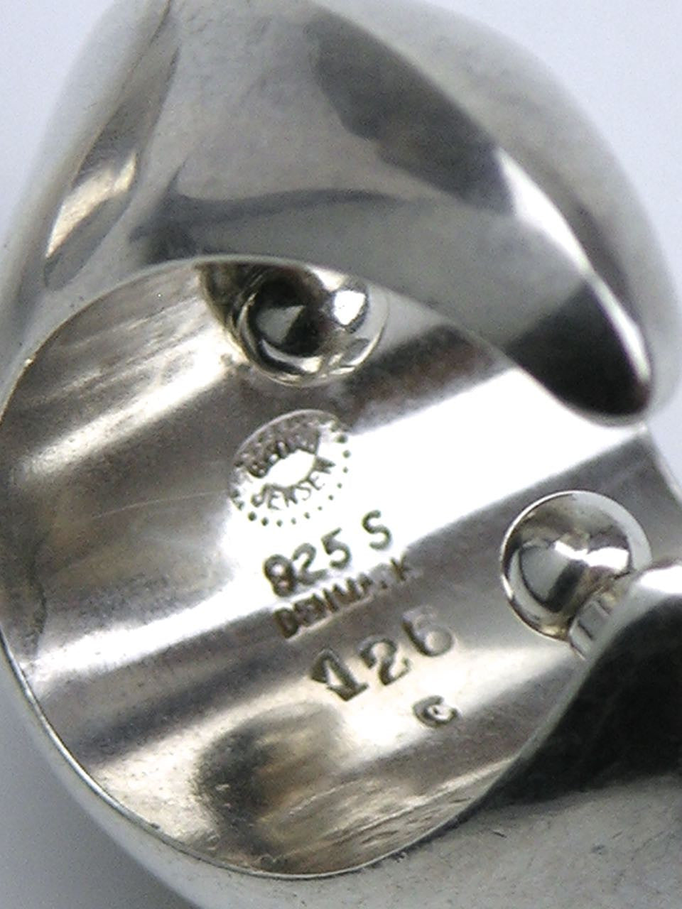 Georg Jensen silver domed hoop ear slings - design 126