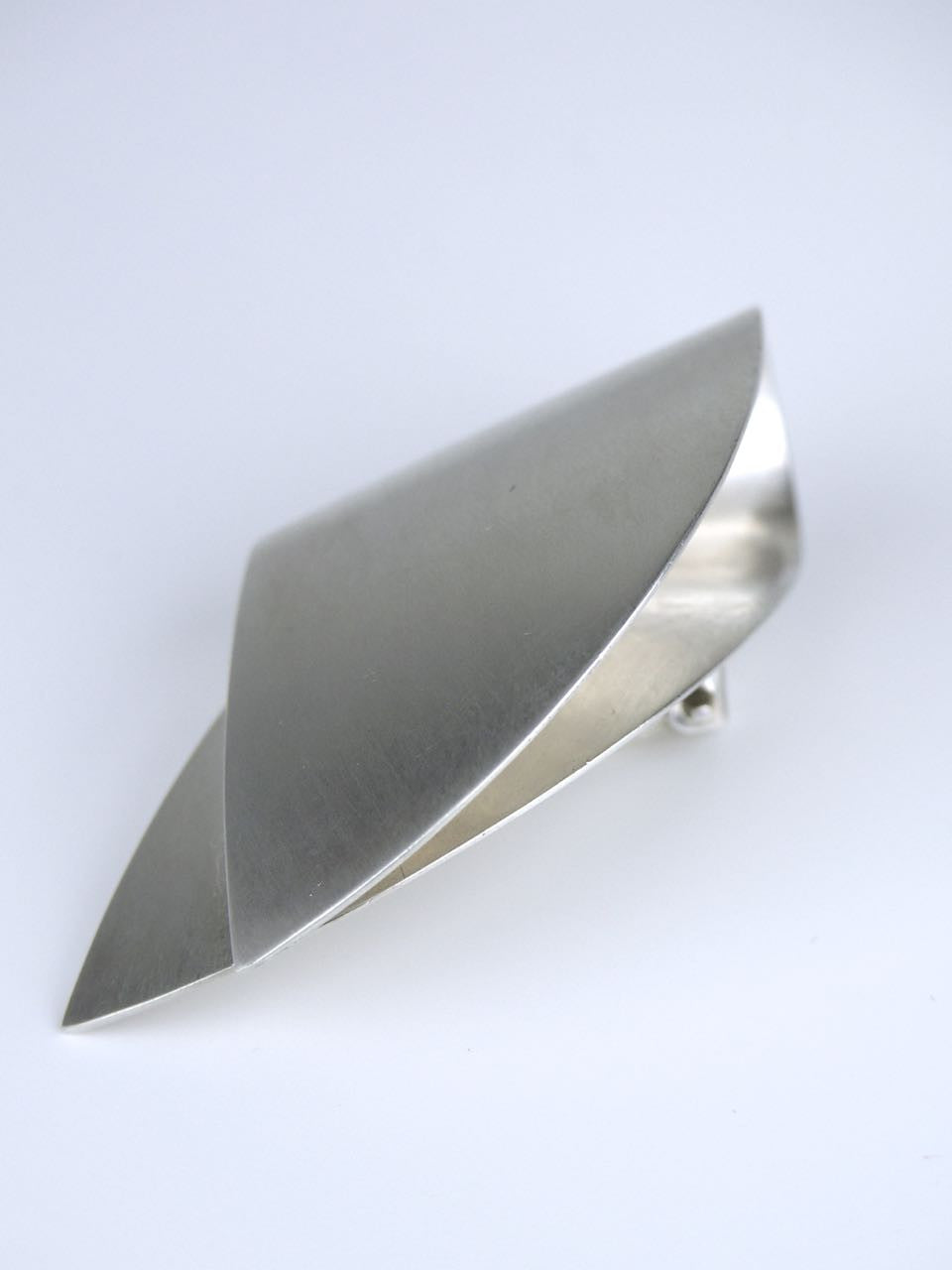 Georg Jensen solid silver brushed folded curve shape clip earrings - design 200