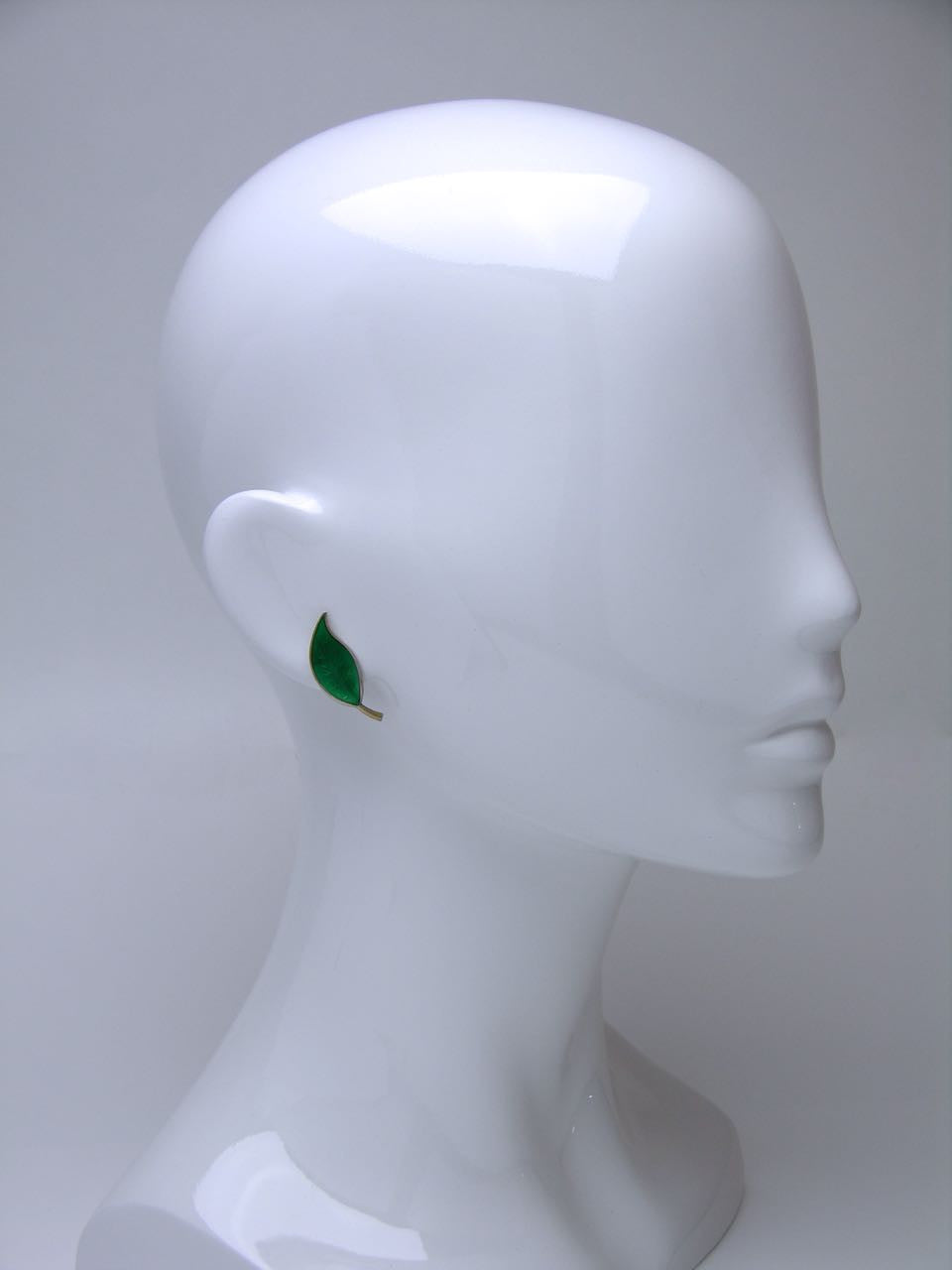 David Andersen silver and green enamel leaf clip earrings