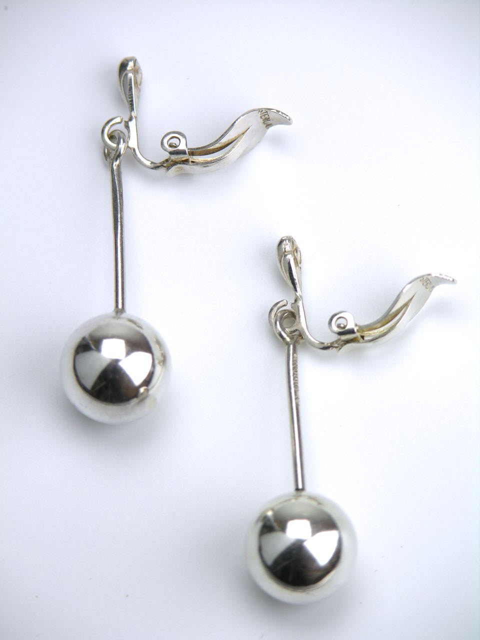 Danish silver drop clip earrings