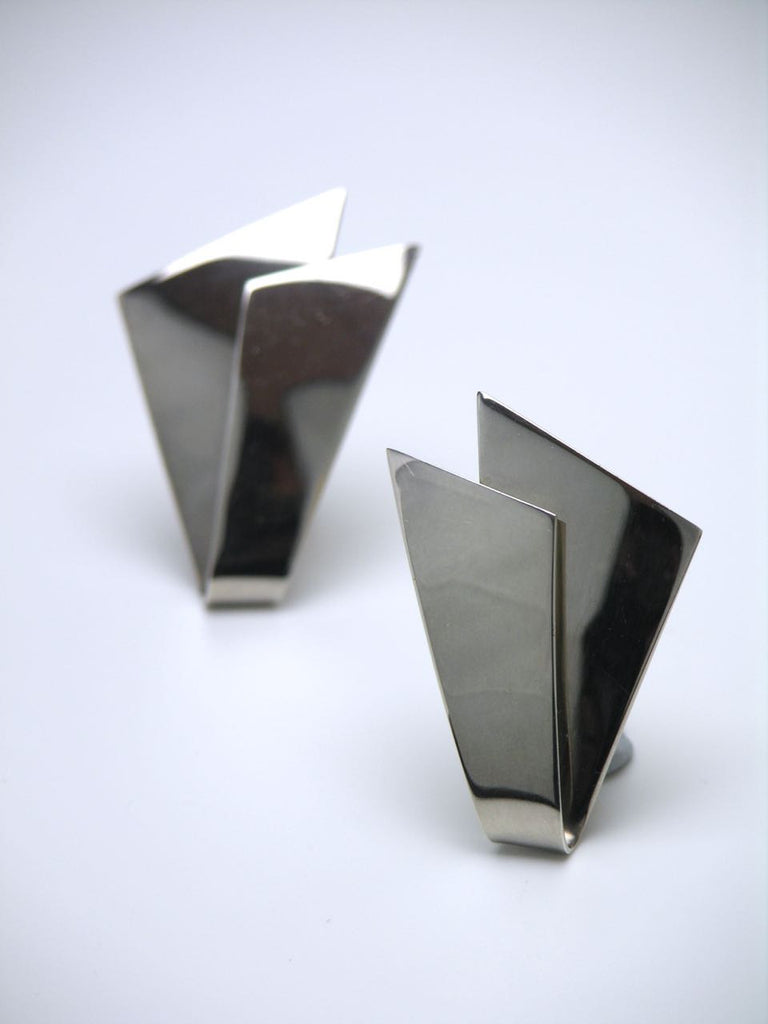 Georg Jensen silver ribbon clip earrings - design 201