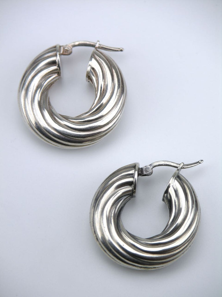 Italian silver rope twist hoop earrings