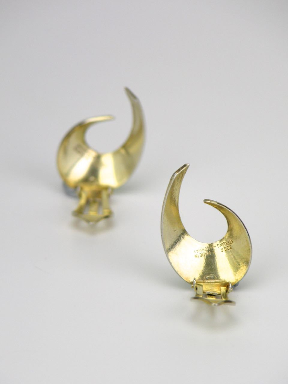 Norwegian Silver and Spearmint Green Enamel Scroll Earrings